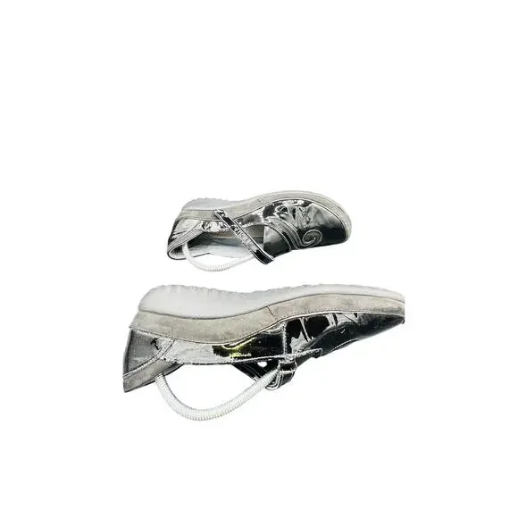 ✨ Naot Mary Jane Slingback Silver Swirl Leather Shoes Women’s 41 Comfort Arch - Picture 3 of 7